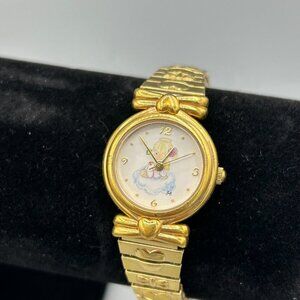 Valdawn Fluttering By To Say Hi Watch 2001 Gold Tone Stretch Needs Battery VTG